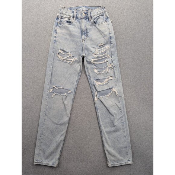 American Eagle Outfitters Denim - American Eagle Jeans Womens SZ 00 Blue Distressed Baggy Jean Tapered